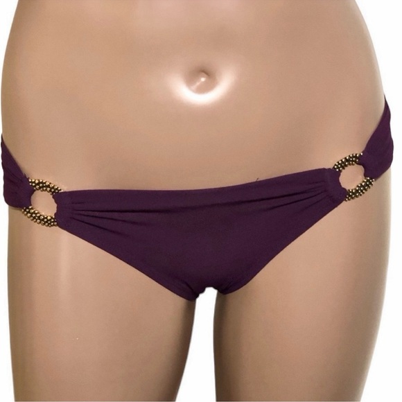 Robin Piccone Goldtone O Ring Side Accent Bikini Swim Bottom NWT - Picture 1 of 4